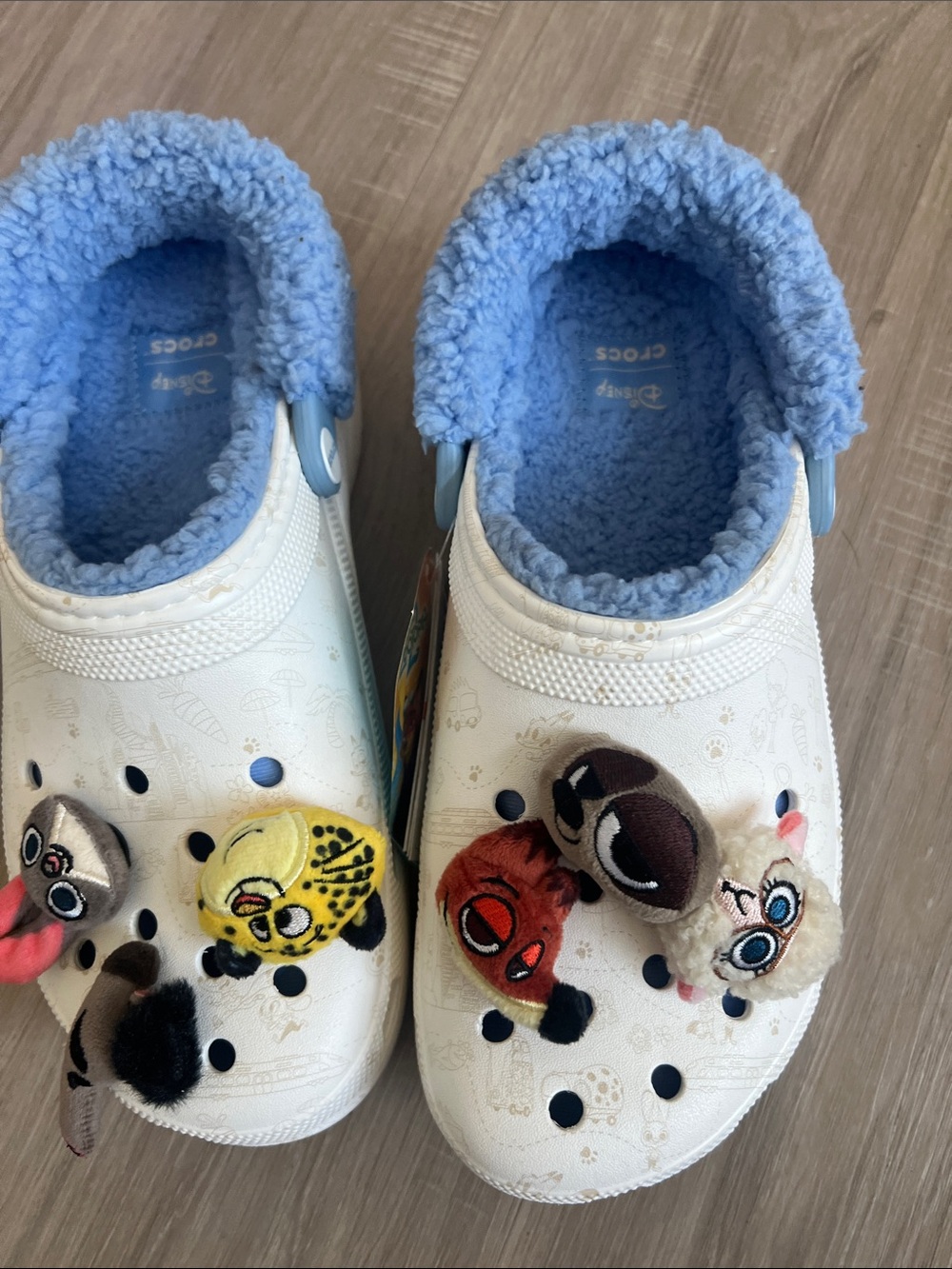 Crocs Zootopia Classic Platform Clogs Blue Lining Character Charms Sz 10 cozy - Picture 7 of 11